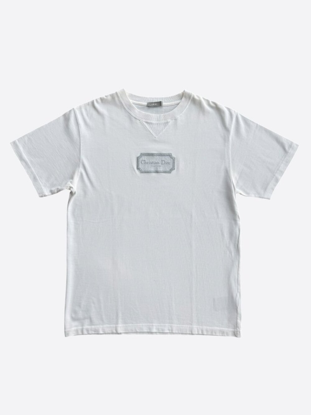 Dior White & Grey Couture Embroidered Logo T-Shirt